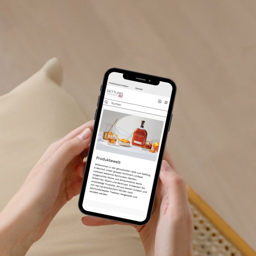 Smartphone zeigt Spirituosen-Webseite